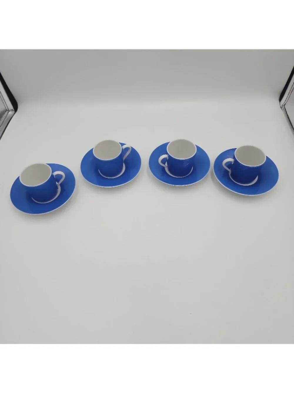 Art Deco-style Vintage Demitasse Cup and Saucer Royal Blue Set of 4 Bavaria